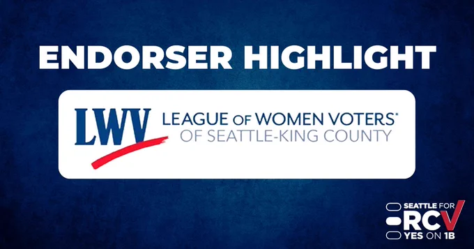 Text saying "Endorser Highlight" with the logo for the League of Women Voters of Seattle-King County