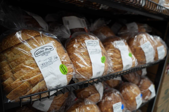 Sliced sourdough bread rounds from the WinCo Bakery Department. 