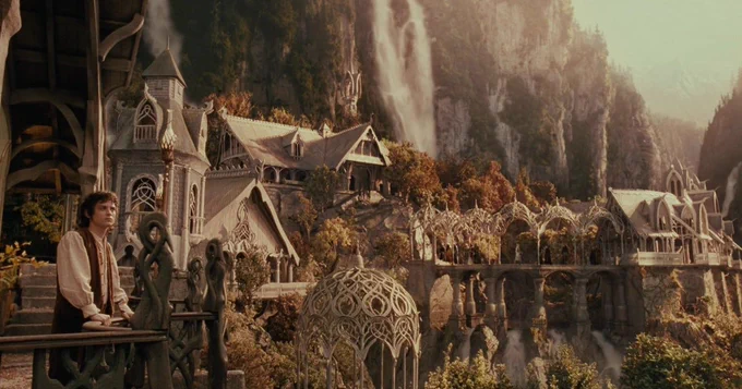 frodo looking out at rivendell