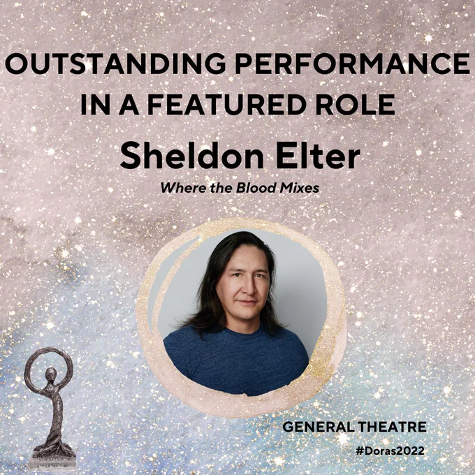 Recipient for Outstanding Performance in a Featured Role (General Theatre) is Sheldon Elter - Where the Blood Mixes