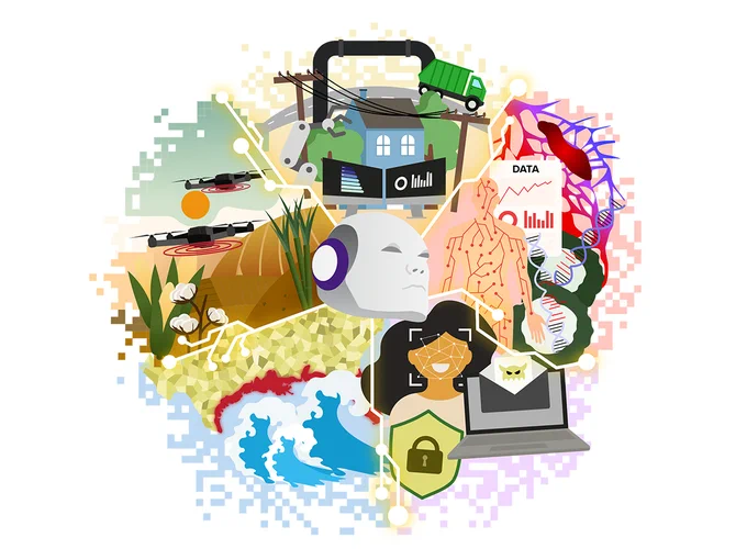 Artwork depicting Working for Louisiana focused on artificial intelligence.