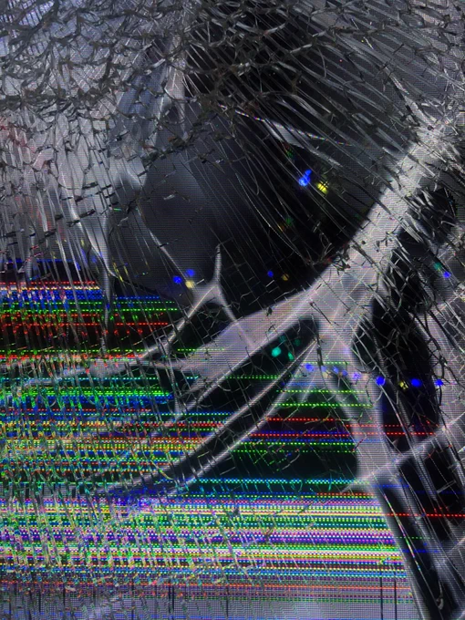 close-up of vandalised digital advertising screen in london