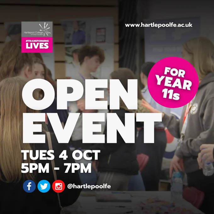 We invite all Year 11's and their parents and/or guardians to our next OPEN EVENT on Tues, Oct 4th between 5pm - 7pm. Get access to all areas of the college, try hands-on demos, and get guided tours with expert advice.

bit.ly/hcfeOEOct22 #TransformingLives #HCFEOpenEvents