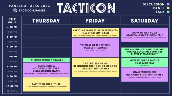 TactiCon panels & talks planning, the schedule will be detailed on future posts