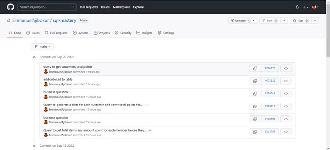 Screenshot of github's repo commit