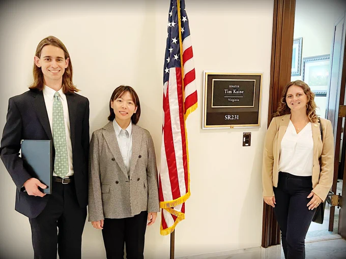 Liz, Yezi, & Curtis standing in front of Sen. Kaine’s office on the Hill.