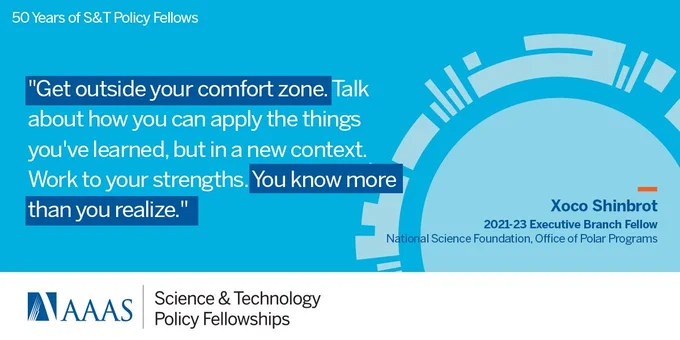 A quote from a webinar held on September 15 at 2pm Eastern, STPF Application and Interview: Walkthrough and Advice, hosted by the AAAS Science and Technology Policy Fellowships. 