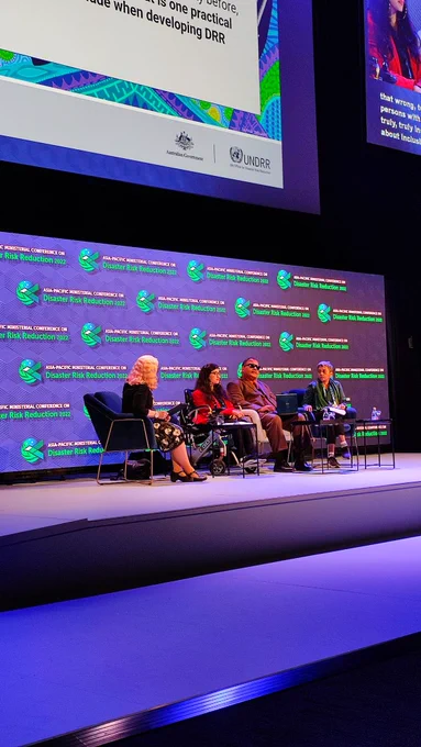 Four panelists speaking at the spotlight session of APMCDRR 