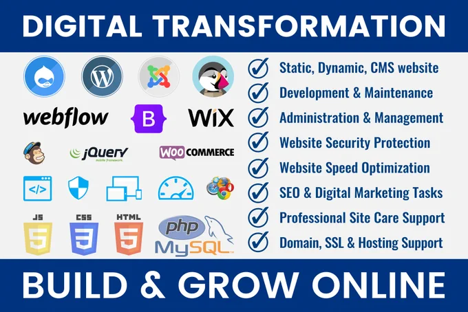 Custom responsive business #website with leading #Website Tools #Wordpress, #GoDaddy, #Shopify, #Squarespace. #Bluehost, #Wix, #Weebly, #Web.com, #Webflow, #Network Solutions, etc.