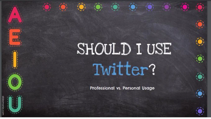 Chalkboard themed Image showing the title SHOULD I Use Twitter? Professional VS Personal Usage 