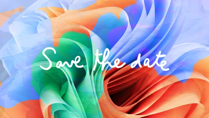 Colorful image with the words "Save the date" overlaying it