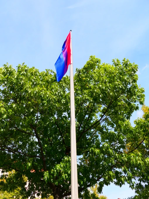 Hissung der Bi-Flagge , blauer Himmel