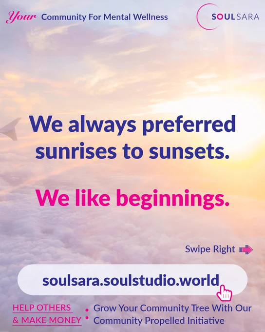 Every sunrise marks the beginning of a new day — a fresh start. 

SOULSARA & SOULWALA bring you an ecosystem of solutions for your mental wellness challenges in the form of Apps - Pcube- wellness & Colornostics. SOULSARA offers you SOULSARA Themes , which brings to you curated content for nine mental wellness challenges.SOULSARA Times , your go-to digital newspaper for happy news & Shop@SOULSARA, your marketplace for mental wellness. With Shop@SOULSARA you can seek help from experts & therapists from curated categories of mental wellness services.



Find support with us and share it with your family & friends. Grow your Community Tree with a unique one of a kind initiative in the mental wellness space - Community Propelled Initiative (CPI). The more people you help, the more SoulPoints you earn as rewards. SoulPoints are your currency for mental wellness , which can be redeemed for products, services , apps & more . 

SoulPoints can also be exchanged for your local currency every thre