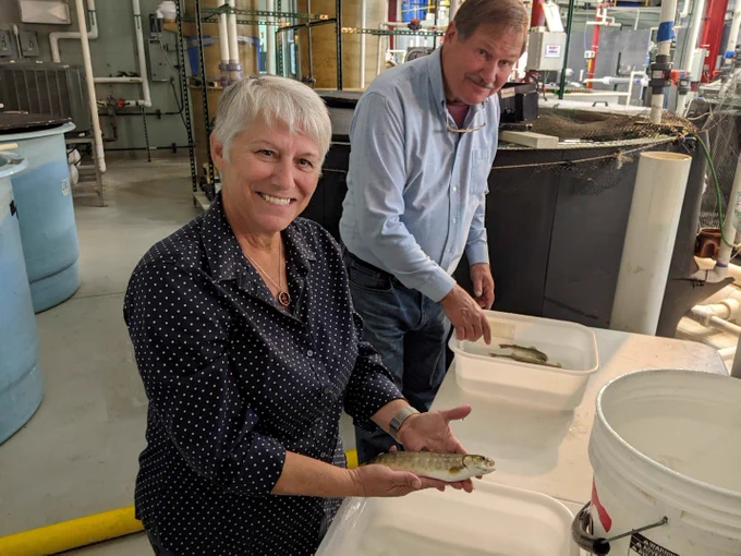 Rep. Meyers and Kevin Buzicky on tour of the aquaculture center