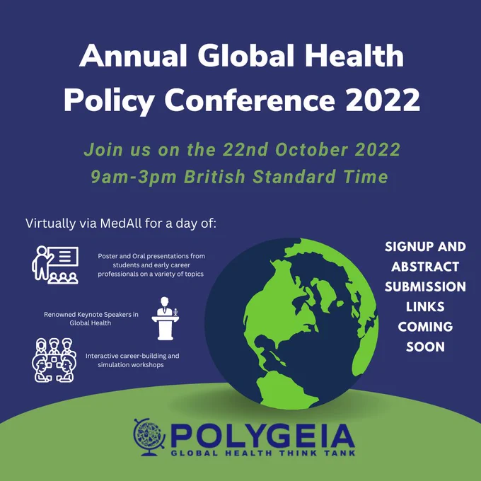 Poster for Polygeia Global Health conference to be held on 22nd October virtually via Medall