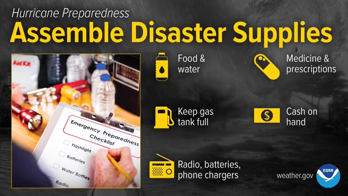 Hurricane Preparedness image, highlighting the need for everyone to assemble disaster supplies.