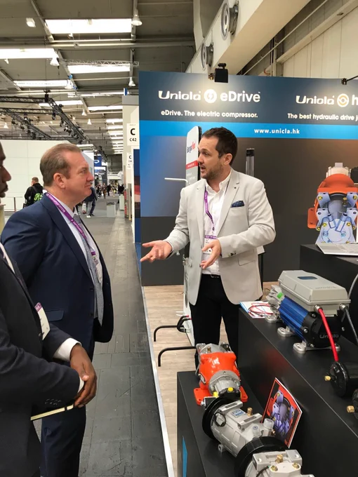 Jon Mitchell demonstrating Unicla eDrive to Steve Gilliver 