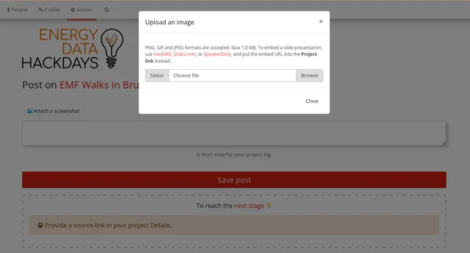 Screenshot of image uploader for Posts