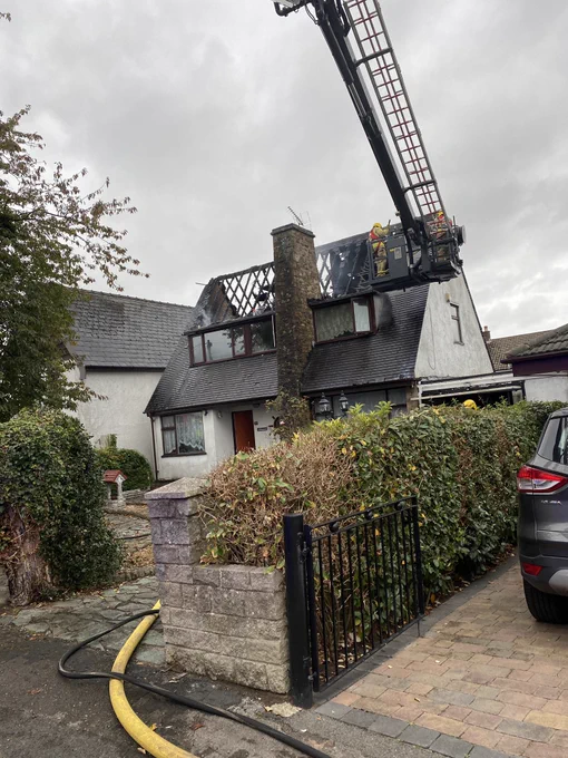Roof damaged by fire