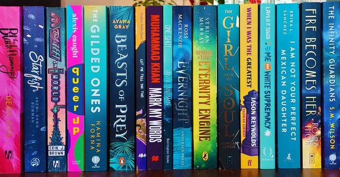 Shelf of children's and YA books