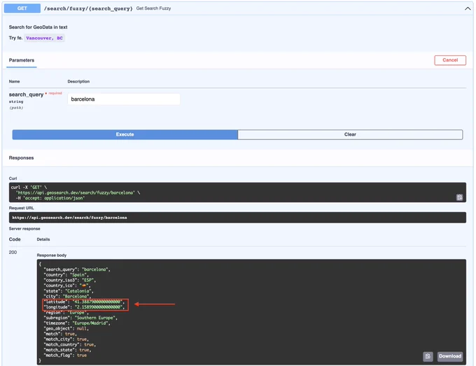 Latitude and Longitude data in GeoSearch API

#geospatial #geosearch #buildinpublic