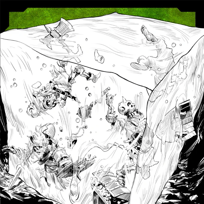 A portrait for the "jel cube" dweller in Legend Maps. A giant gelatinous cube is displayed which contains treasure and skeletons of past adventurers.