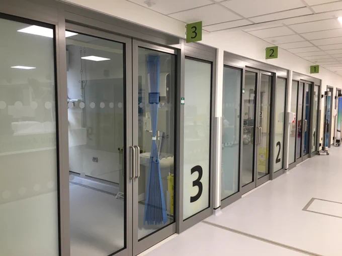 New resuscitation bays at new extension at William Harvey Hospital.