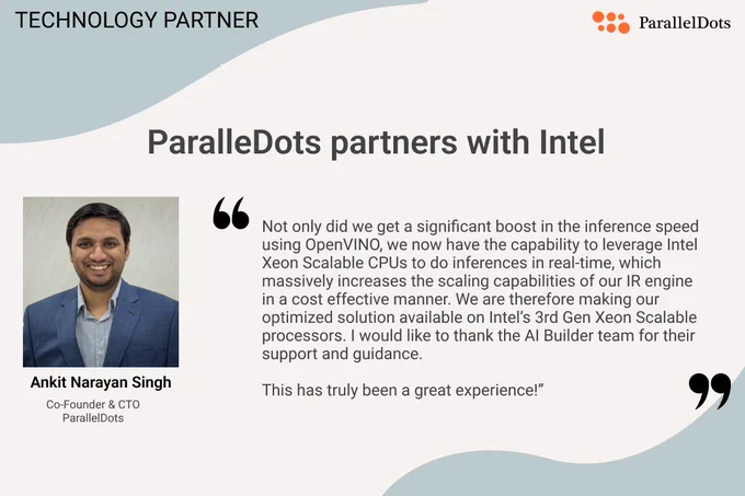 Announcement Alert Intel and ParallelDots are technology partners