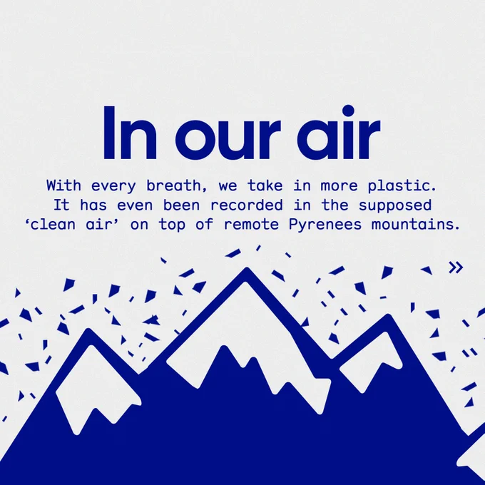 Plastic is in our air. With every breath, we take in more plastic. It has even been recorded in the supposed 'clear air' on top of remote Pyrenees mountains. Commons Seas x Greenpeace collaboration.
