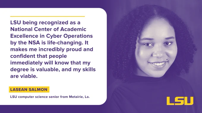 LSU computer science student LaSean Salmon from Metairie, Louisiana.