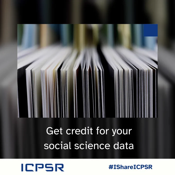 Books on a shelf with text "get credit for your social science data"