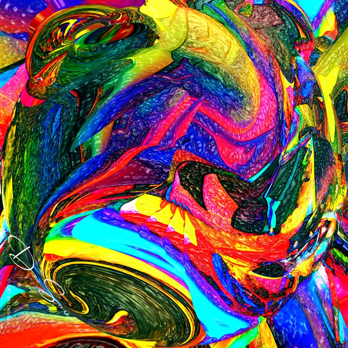 "RAINBOW AVALANCHE" © 2007 áAli DeSousa
A collapsing swirling of vibrant colours provide a sense of ebullience.