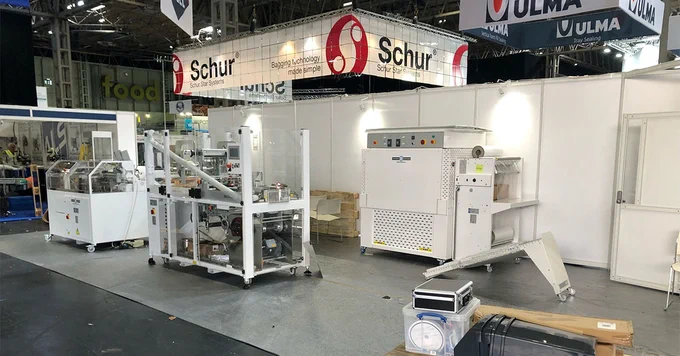 Setting up Marden Edwards stand A80 at PPMA show 2022