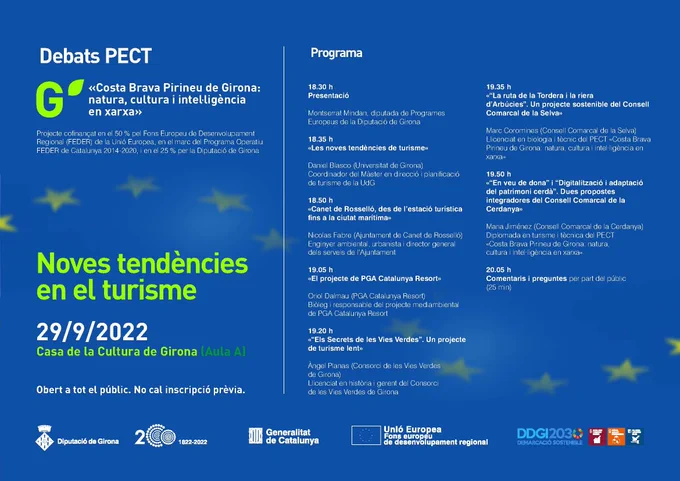 Cartell del primer debat PECT del Servei de Programes Europeus de la Diputació de Girona. 