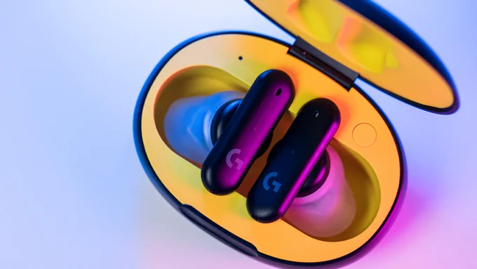 The Logitech G FITS in its case.