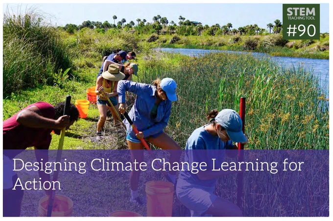 Landing card for the linked resource showing seven adult holding shovels work at the edge of a lake marsh