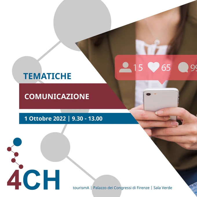 Enti culturali e Centro di Competenza: il progetto europeo 4CH raccoglie le best-practice - A tourismA il 1 Ottobre ore 9.30/13 presso il Palazzo dei Congressi di Firenze - SALA VERDE. Partecipazione gratuita, è gradita l'iscrizione. Disponibile interpretariato LIS/ITA
