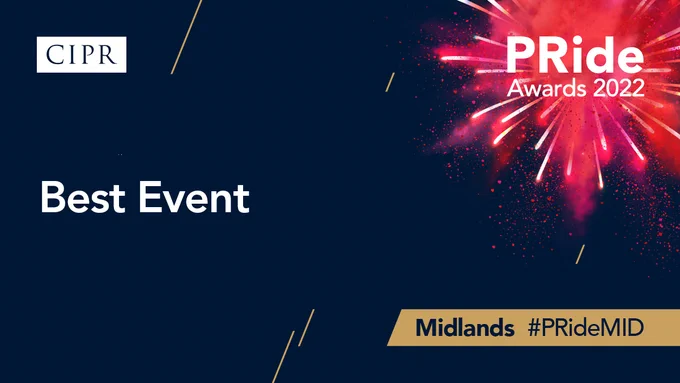CIPR and PRide Awards logo. Best event. Midlands Region.