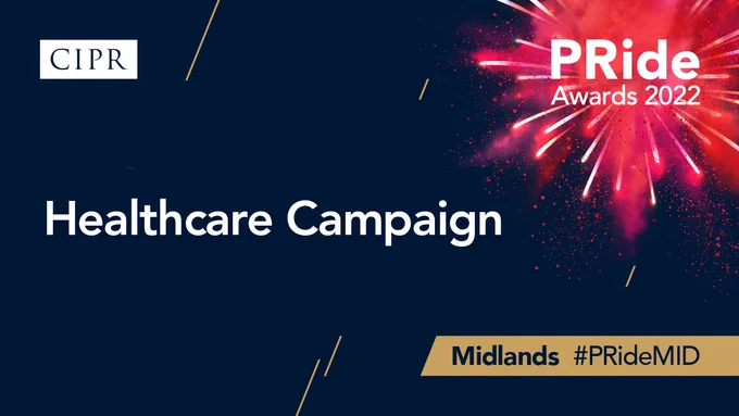CIPR and PRide Awards logo. Healthcare campaign. Midlands Region.