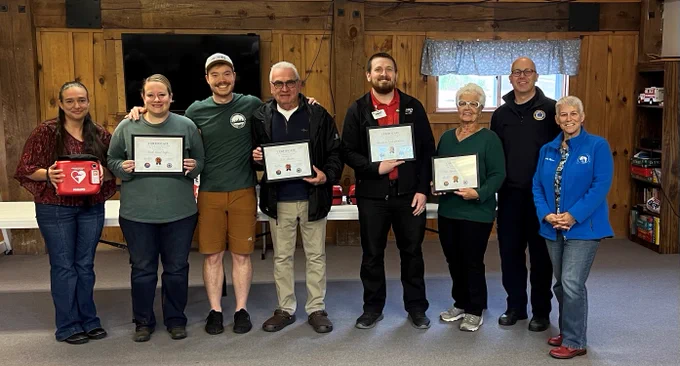 In order from left to right: Melissa Martinez, Christina Elison, Josh Zimmerle, and Jerry Sukala, Kevin Miller, Donalee Brezak, Ted Gostomski and Rep. Beth Meyers.