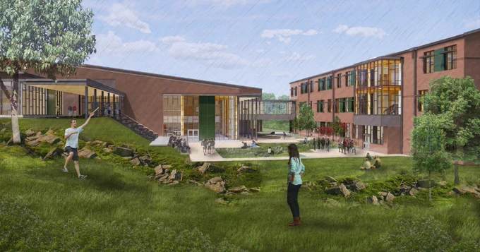 Design rendering of Commons Courtyard for new Evergreen HS
