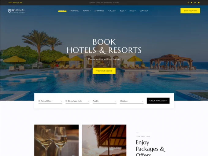 Rominal - Elegant Hotel Booking WordPress Theme for Hotel & Resort Websites