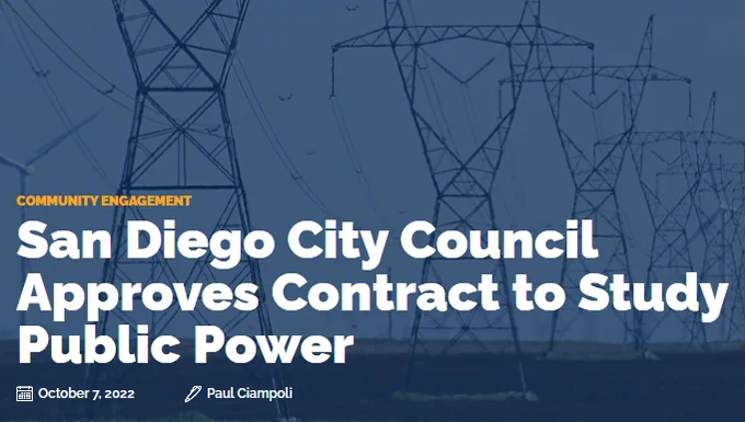 San Diego City Council Approves Contract to Study Public Power