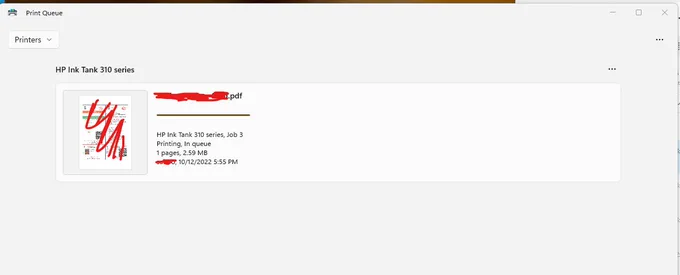 New Windows Print queue