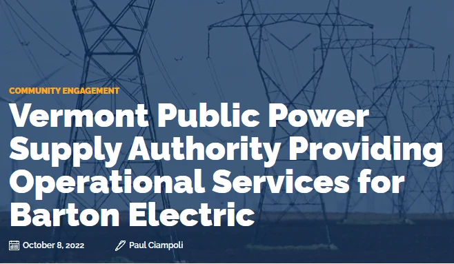 Vermont Public Power Supply Authority Providing Operational Services for Barton Electric