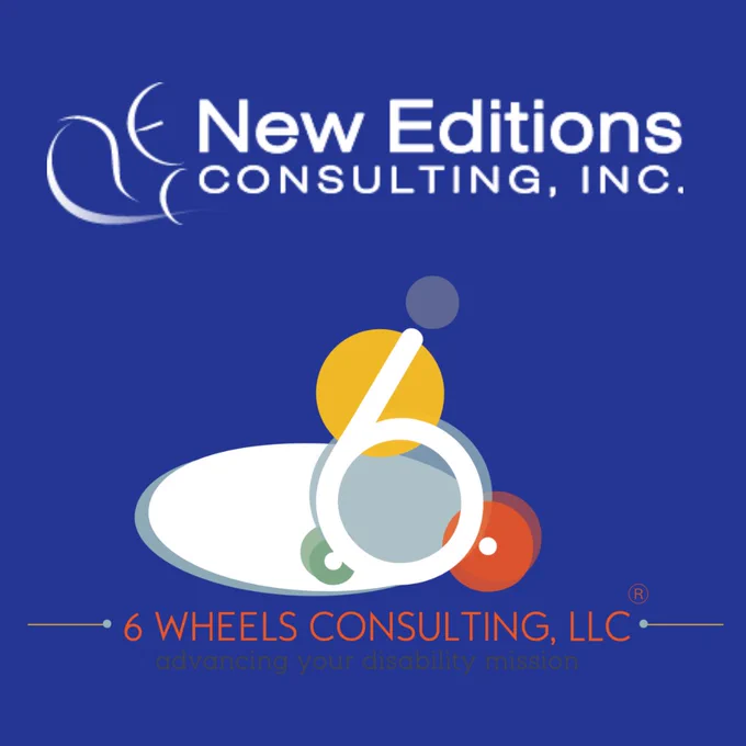 A graphic depicting the New Editions Consulting and 6 Wheels Consulting logos.