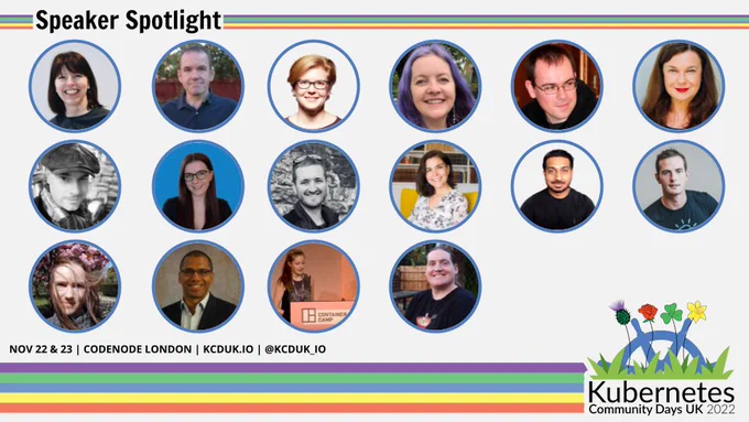 Headshots of Liz Rice, Luke Hinds, Nicki Watt, Dawn Foster, Rory McCune, Amanda Brock, Russ Miles, Anaïs Urlichs, Alex Jones, Alba Ferri, Salman Iqbal, Ed Shee, Anna Kapuścińska, Nico Vibert, Claudia Beresford, Josh Michielsen