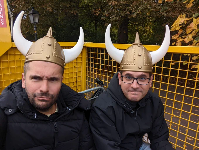 Diogo R and Diogo C on the Viking Splash with helmets