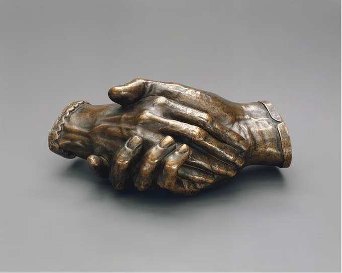 Harriet Hosmer’s plaster cast entitled "Clasped Hands of Robert Browning and Elizabeth Barrett Browning".