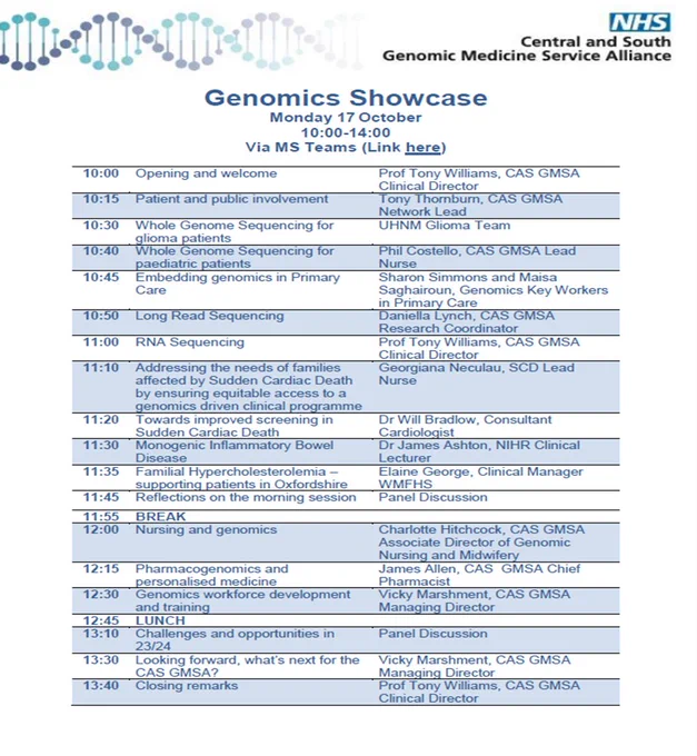 Agenda for the Central and South GMSA Genomics Showcase